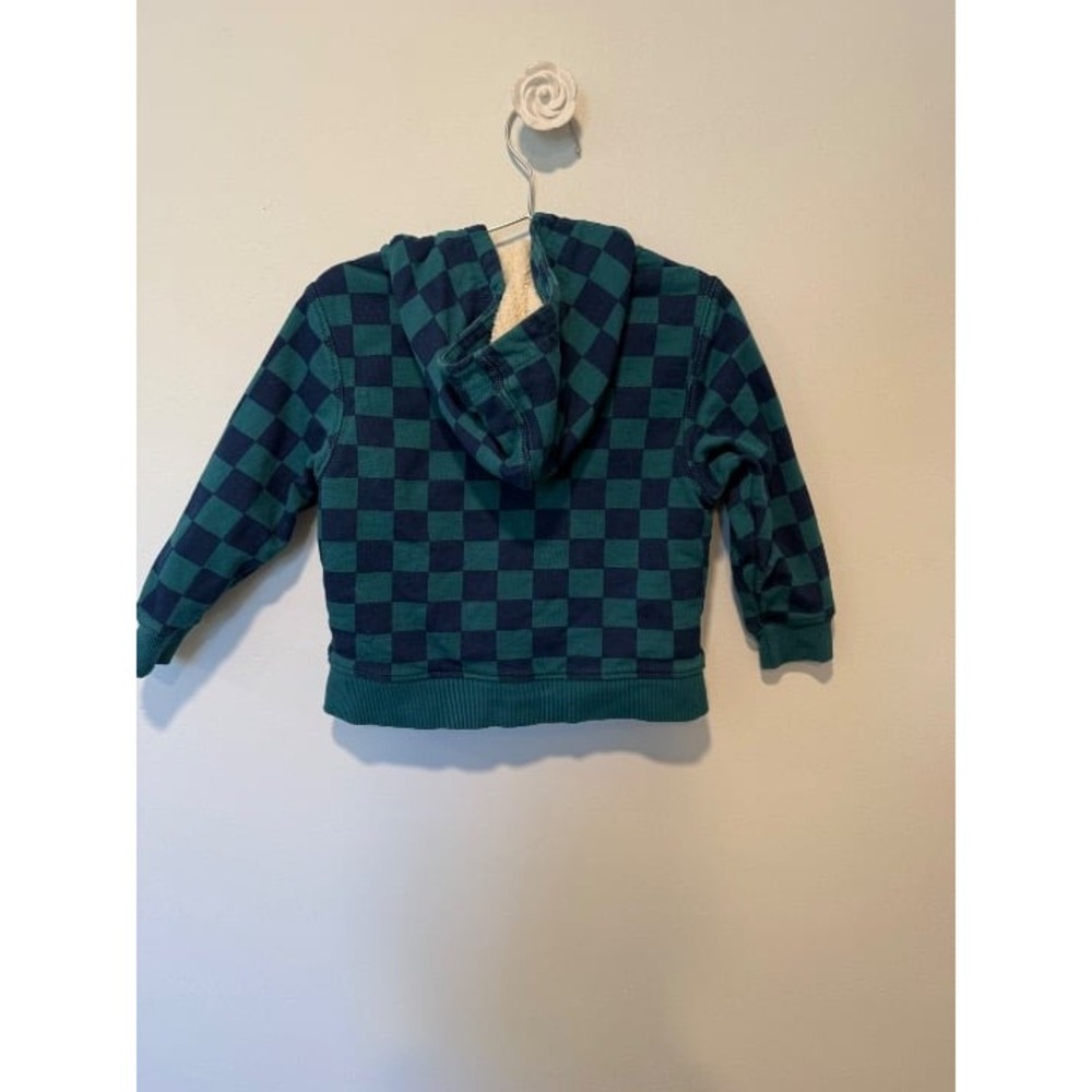 Hanna Andersson 2T Boys Faux Shearling French Terry Hoodie Checkerboard - Picture 5 of 6